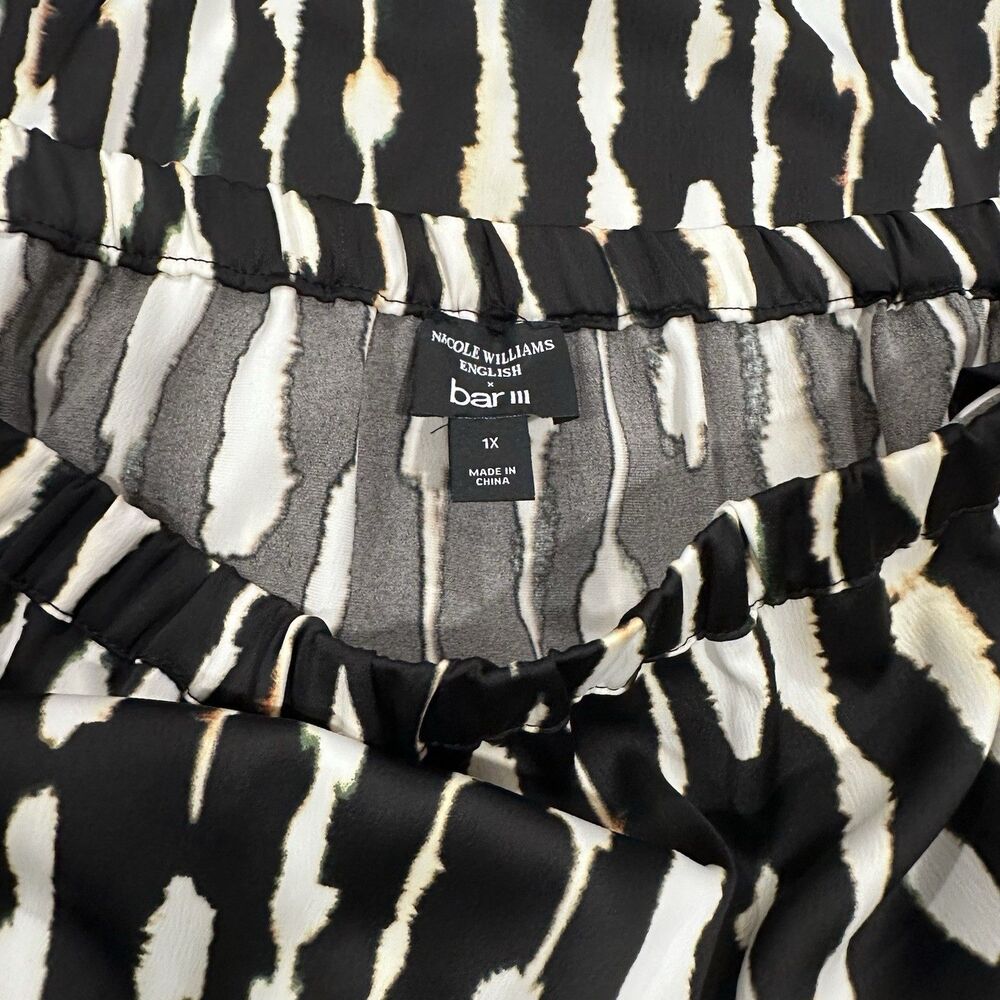 New Bar III Collab Black Wht Print Size 1X Printed A-Line Maxi Skirt MSRP$69.50 - Picture 6 of 8